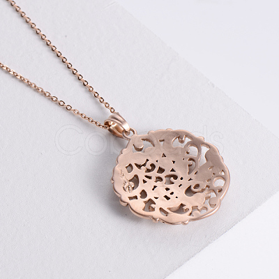 316 Surgical Stainless Steel Hollow Flower Pendant Necklaces for Women PY9178-1