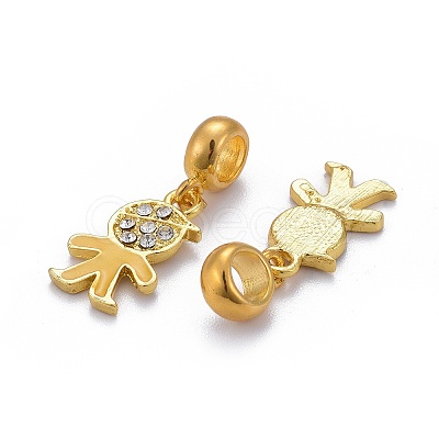 Brass Cubic Zirconia European Dangle Charms LS-KK-E772-05G-1