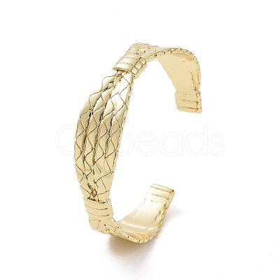 Brass Twist Rope Open Cuff Bangle for Women BJEW-F445-08G-1