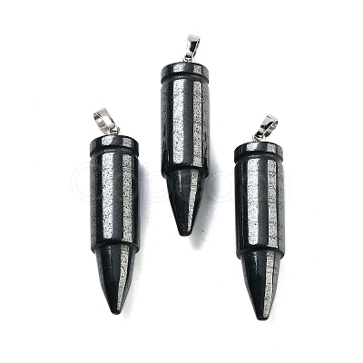 Natural Black Stone Pointed Pendants G-A231-03D-1