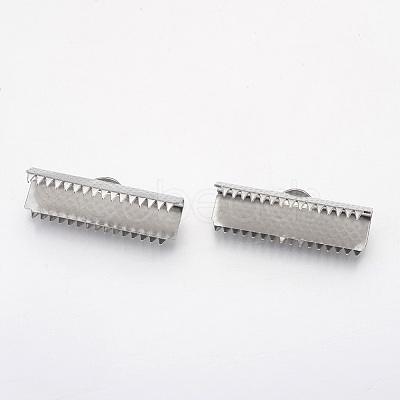 Tarnish Resistant 304 Stainless Steel Ribbon Crimp Ends STAS-G187-24P-25mm-1