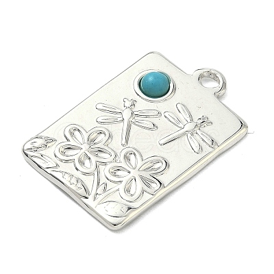304 Stainless Steel with Dyed Synthetic Turquoise Pendants STAS-G374-05S-05-1