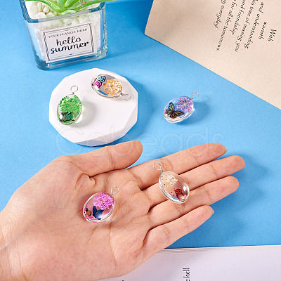 5Pcs Transparent Glass Pendants GLAA-TA0002-84-1