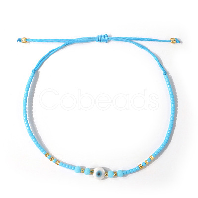 Glass Seed Beads & Resin Braided Bead Bracelets TK7632-10-1