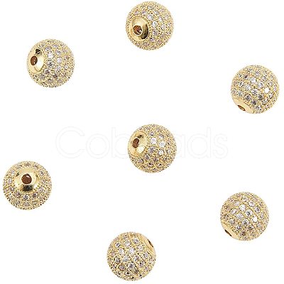 Brass Cubic Zirconia Beads ZIRC-NB0001-10-1