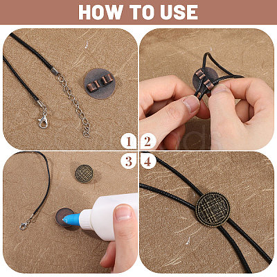 12Pcs 3 Colors Alloy Bolo Tie Slides Clasp Cabochon Settings FIND-CA0008-91-1