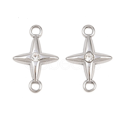 304 Stainless Steel Crystal Rhinestone Connector Charms STAS-P437-14B-P-1