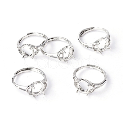 Adjustable Brass Solitaire Ring Settings KK-L193-06P-1