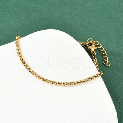 304 Stainless Steel Wheat Chain Bracelets for Unisex BJEW-K282-01B-G-1