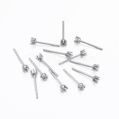 Tarnish Resistant 304 Stainless Steel Stud Earring Settings STAS-H376-96-1