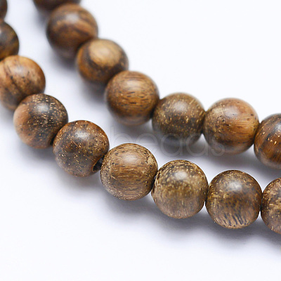 Natural African Padauk Wood Beads Strands WOOD-P011-02-6mm-1