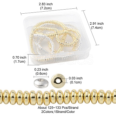 2 Strands 2 Colors Electroplated Non-magnetic Synthetic Hematite Beads Strands G-YW0001-38-1