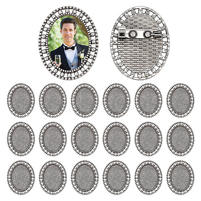 20Pcs Vintage Alloy Brooch Cabochon Bezel Settings FIND-ME0002-16-1
