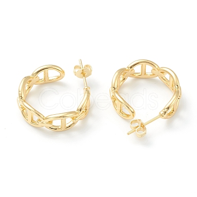 Brass Stud Earrings EJEW-H125-15G-1