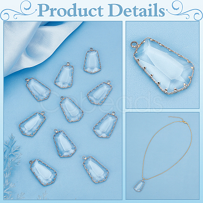 10Pcs Clear Glass Pendants GLAA-BC0001-37-1