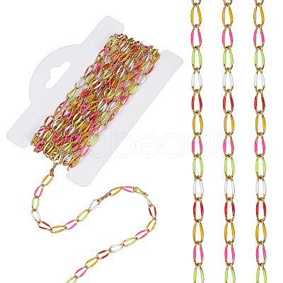 Stainless Steel Enamel Curb Chains CHS-WH0009-07G-04-1
