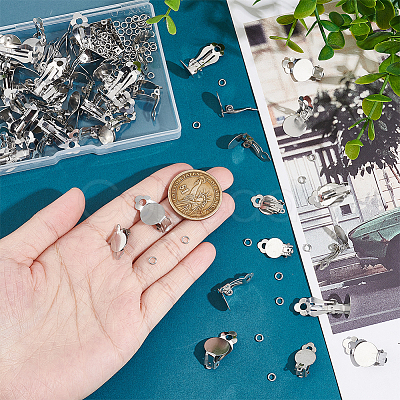60Pcs 2 Size 304 Stainless Steel Clip-on Earring Findings STAS-UN0051-68-1