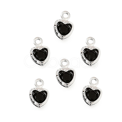 Heart Brass Glass Charms LS-KK-S385-01S-01-1
