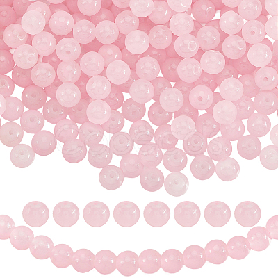 3 Strands Baking Paint Imitation Jade Glass Round Bead Strands DGLA-PA0001-01B-1