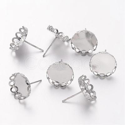 Brass Stud Earring Settings KK-I003-P-NF-1