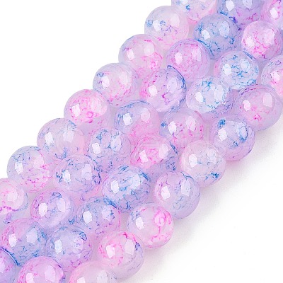 Baking Paint Crackle Glass Bead Strands DGLA-Q023-8mm-YS55-A-1