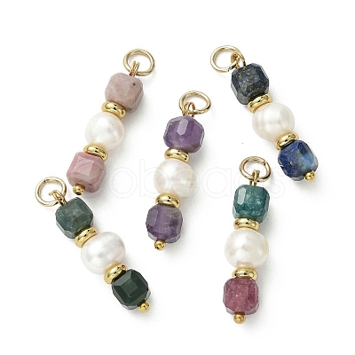 Natural Mixed Stone & Cultured Freshwater Pearl Pendants PALLOY-JF05304-1