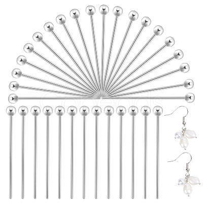 60Pcs 925 Sterling Silver Head Pins STER-PH0003-11-1