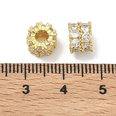 Brass Micro Pave Clear Cubic Zirconia Beads KK-G557-41G-1