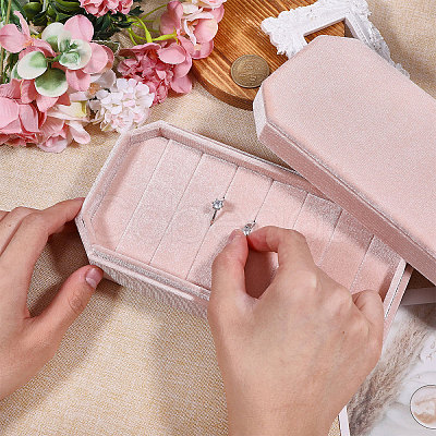 Velvet Ring Organizer Boxes with Lid CON-WH0089-191-1