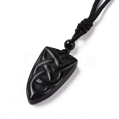 Natural Mixed Gemstone Sailor's Knot Pendant Necklace with Nylon Cord for Women NJEW-E091-02-1