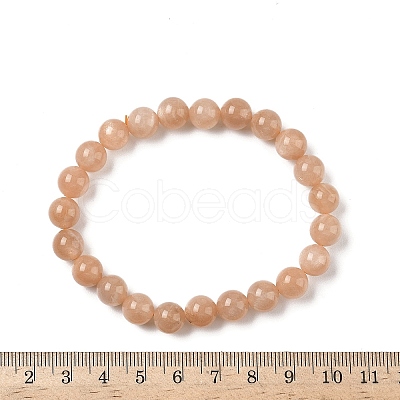 Natural Sunstone Beaded Stretch Bracelets for Men Women BJEW-I322-01-1