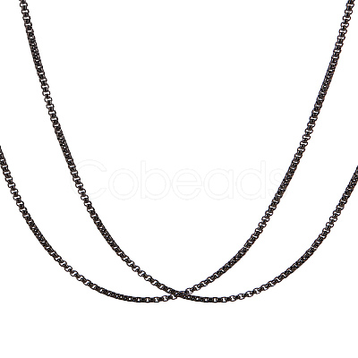 2Pcs Stainless Steel Punk Box Chain Necklaces for Men NJEW-LP0001-15EB-1