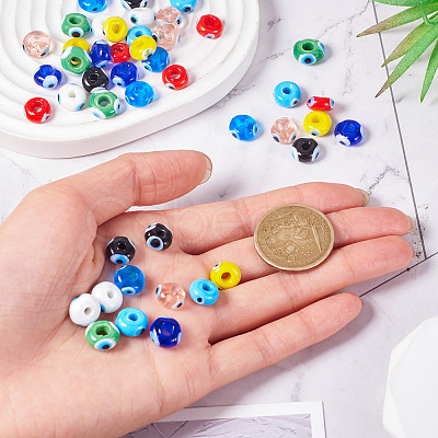 54Pcs 9 Colors Handmade Evil Eye Lampwork Beads LAMP-TA0001-57-1