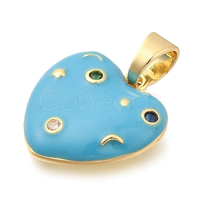 Brass Micro Pave Rhinestone Pendants KK-S049-13G-1
