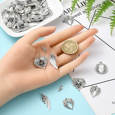 50Pcs 5 Styles Tibetan Style Alloy Pendants TIBEP-YW0001-85-1