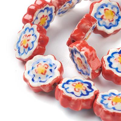 Handmade Porcelain Flower Beads Strands PORC-G006-14D-1