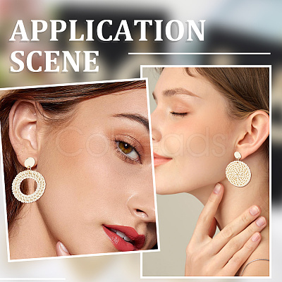 4 Pairs 4 Styles Rattan Dangle Stud Earrings EJEW-SP0001-16B-1