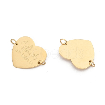 304 Stainless Steel Heart Connector Charms STAS-P396-03B-G-1