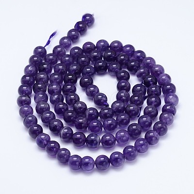 Natural Amethyst Round Bead Strands G-M212-12mm-01B-1