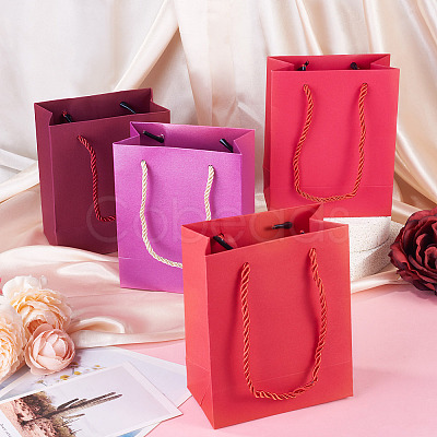 8Pcs 4 Colors Rectangle Paper Gift Bags with Handles CARB-TA0001-18A-1