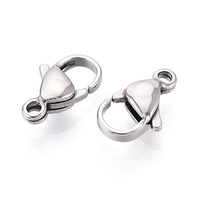 304 Stainless Steel Lobster Claw Clasps STAS-T065-12mm-34P-1