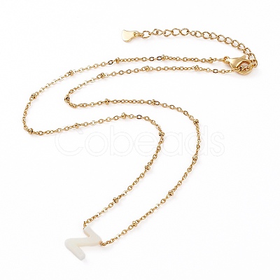 (Jewelry Parties Factory Sale)Natural Shell Initial Pendant Necklaces NJEW-JN03298-06-1