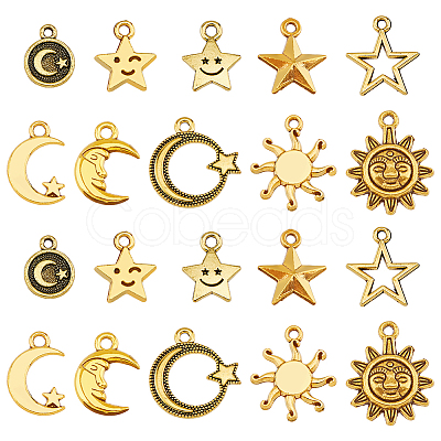 100Pcs 10 Style Tibetan Style Alloy Pendants FIND-FH0008-21-1