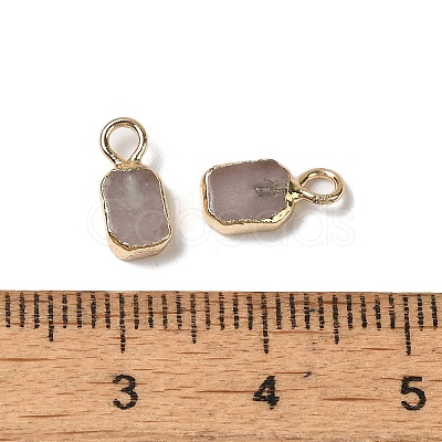 Natural Rose Quartz Rectangle Charms G-Q169-07G-10-1