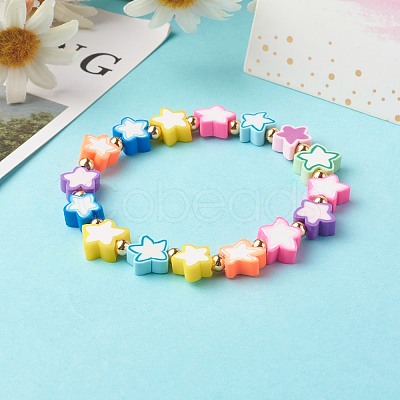 Handmade Polymer Clay Beads Stretch Bracelets BJEW-JB06560-1