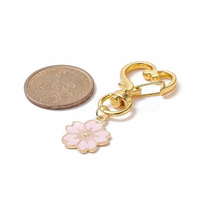 4Pcs Sakura Flower & Cat Alloy Enamel Keychains KEYC-JKC00456-1