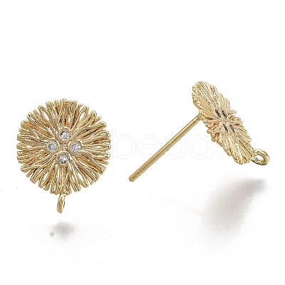 Brass Micro Pave Cubic Zirconia Stud Earring Findings X-KK-T056-05G-NF-1