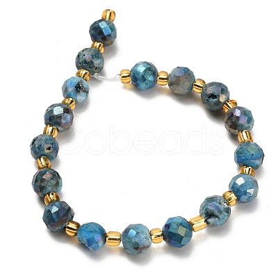 Electroplated Natural Druzy Geode Crystal Beads Strands G-F833-P01-8mm-05-1