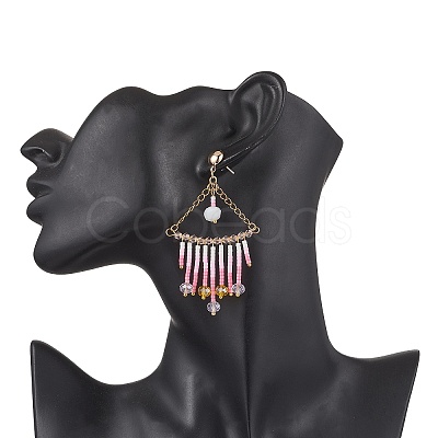 Triangle Glass Chandelier Earrings EJEW-MZ00523-01-1