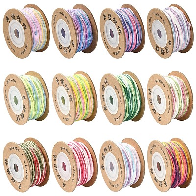 4 Rolls 4 Colors Segment Dyed Macrame Cotton Cord OCOR-YW0001-27B-1